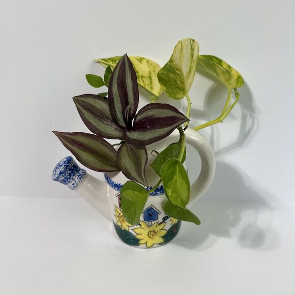 Vintage 80's Sculptural Watering Can Ceramic Flower Frog Propagation Station - Picture 4 of 13